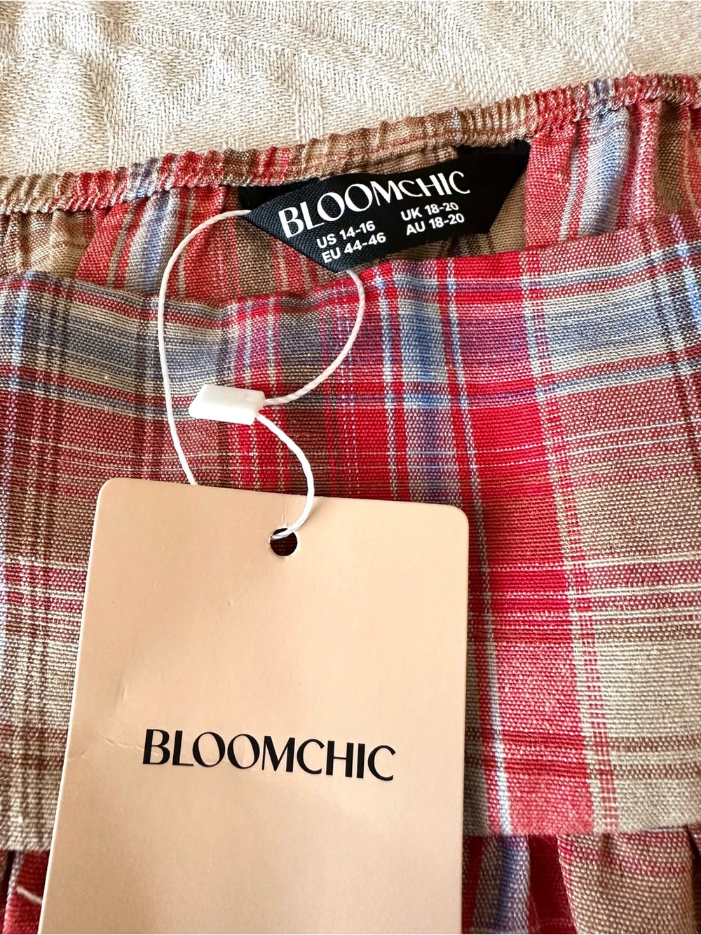 NWT BloomChic Plaid Babydoll Blouse Square Neck Ruffle Sleeve 1X 14/16 - Picture 4 of 7